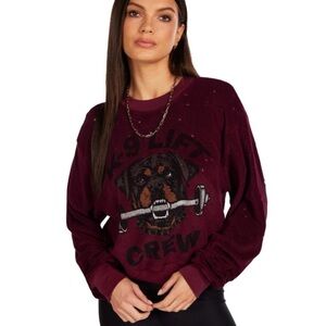 NWT Lauren Moshi K-9 Lift Crew Distressed Sweatshirt